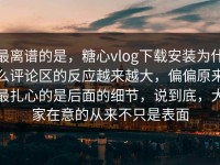 最离谱的是，糖心vlog下载安装为什么评论区的反应越来越大，偏偏原来最扎心的是后面的细节，说到底，大家在意的从来不只是表面