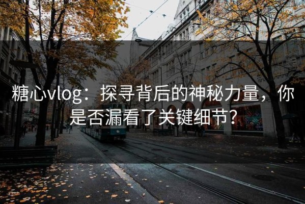 糖心vlog：探寻背后的神秘力量，你是否漏看了关键细节？