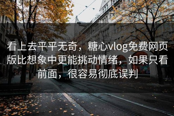 看上去平平无奇，糖心vlog免费网页版比想象中更能挑动情绪，如果只看前面，很容易彻底误判
