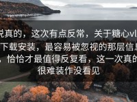 说真的，这次有点反常，关于糖心vlog下载安装，最容易被忽视的那层信息，恰恰才最值得反复看，这一次真的很难装作没看见