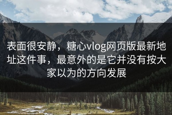 表面很安静，糖心vlog网页版最新地址这件事，最意外的是它并没有按大家以为的方向发展