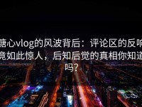 糖心vlog的风波背后：评论区的反响竟如此惊人，后知后觉的真相你知道吗？