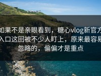 如果不是亲眼看到，糖心vlog新官方入口这回被不少人盯上，原来最容易忽略的，偏偏才是重点