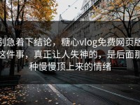 别急着下结论，糖心vlog免费网页版这件事，真正让人失神的，是后面那种慢慢顶上来的情绪