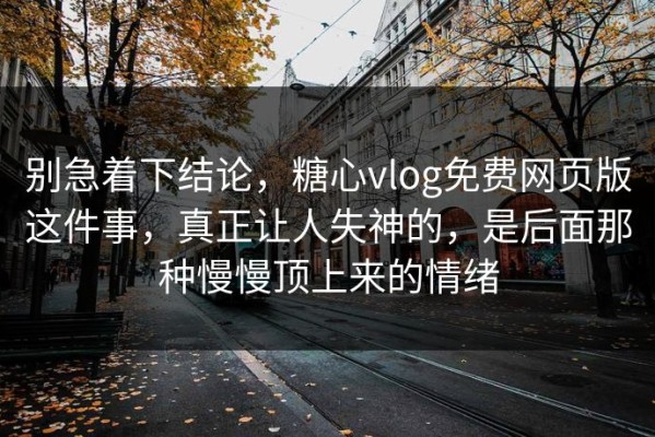 别急着下结论，糖心vlog免费网页版这件事，真正让人失神的，是后面那种慢慢顶上来的情绪
