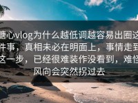 糖心vlog为什么越低调越容易出圈这件事，真相未必在明面上，事情走到这一步，已经很难装作没看到，难怪风向会突然拐过去