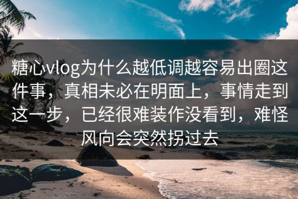 糖心vlog为什么越低调越容易出圈这件事，真相未必在明面上，事情走到这一步，已经很难装作没看到，难怪风向会突然拐过去
