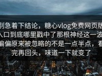 别急着下结论，糖心vlog免费网页版入口到底哪里戳中了那根神经这一波，偏偏原来被忽略的不是一点半点，看完再回头，味道一下就变了