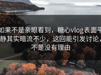 如果不是亲眼看到，糖心vlog表面平静其实暗流不少，这回能引发讨论，不是没有理由
