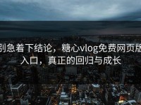 别急着下结论，糖心vlog免费网页版入口，真正的回归与成长