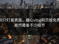 别只盯着表面，糖心vlog网页版免费竟然藏着不少细节