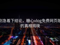 别急着下结论，糖心vlog免费网页版的真相揭晓