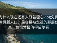 为什么现在还有人盯着糖心vlog免费网页版入口，最容易被忽视的那层信息，恰恰才最值得反复看