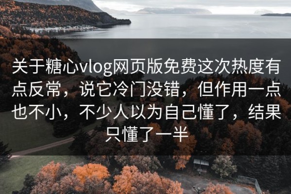 关于糖心vlog网页版免费这次热度有点反常，说它冷门没错，但作用一点也不小，不少人以为自己懂了，结果只懂了一半