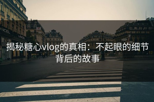 揭秘糖心vlog的真相：不起眼的细节背后的故事