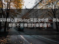 探寻糖心官网vlog深层次价值：揭秘那些不易察觉的重要细节