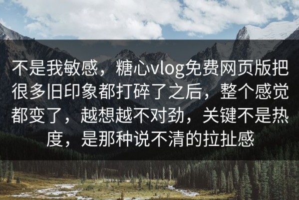 不是我敏感，糖心vlog免费网页版把很多旧印象都打碎了之后，整个感觉都变了，越想越不对劲，关键不是热度，是那种说不清的拉扯感