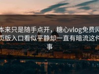 本来只是随手点开，糖心vlog免费网页版入口看似平静却一直有暗流这件事
