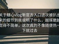 关于糖心vlog新官方入口这次被扒出来的细节到底说明了什么，越琢磨越觉得不简单，这次真的不像随便热一下就过去
