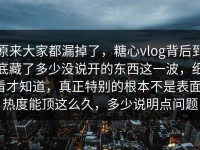 原来大家都漏掉了，糖心vlog背后到底藏了多少没说开的东西这一波，细看才知道，真正特别的根本不是表面，热度能顶这么久，多少说明点问题