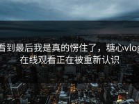看到最后我是真的愣住了，糖心vlog在线观看正在被重新认识