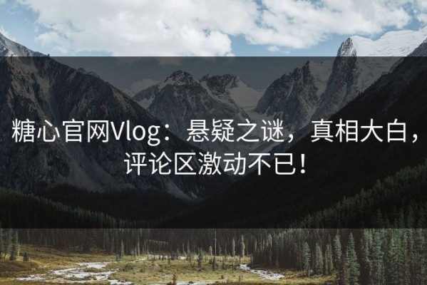 糖心官网Vlog：悬疑之谜，真相大白，评论区激动不已！