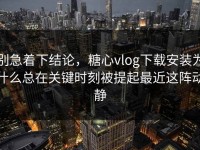 别急着下结论，糖心vlog下载安装为什么总在关键时刻被提起最近这阵动静