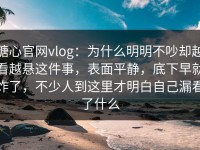 糖心官网vlog：为什么明明不吵却越看越悬这件事，表面平静，底下早就炸了，不少人到这里才明白自己漏看了什么