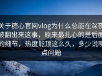 关于糖心官网vlog为什么总能在深夜被翻出来这事，原来最扎心的是后面的细节，热度能顶这么久，多少说明点问题