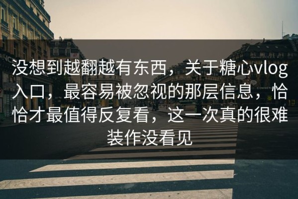没想到越翻越有东西，关于糖心vlog入口，最容易被忽视的那层信息，恰恰才最值得反复看，这一次真的很难装作没看见