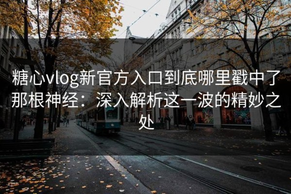 糖心vlog新官方入口到底哪里戳中了那根神经：深入解析这一波的精妙之处