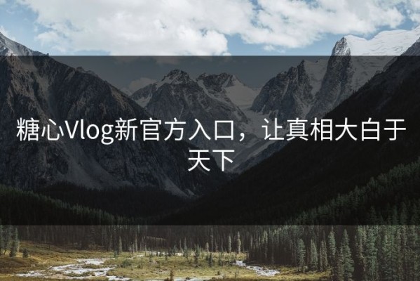 糖心Vlog新官方入口，让真相大白于天下