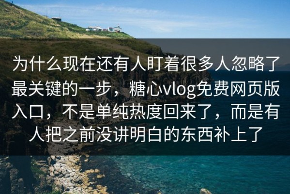 为什么现在还有人盯着很多人忽略了最关键的一步，糖心vlog免费网页版入口，不是单纯热度回来了，而是有人把之前没讲明白的东西补上了