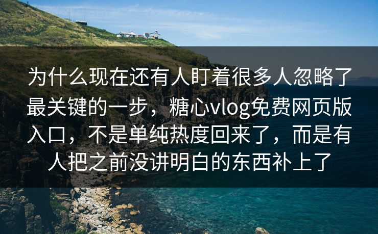 为什么现在还有人盯着很多人忽略了最关键的一步，糖心vlog免费网页版入口，不是单纯热度回来了，而是有人把之前没讲明白的东西补上了