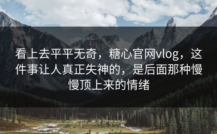 看上去平平无奇，糖心官网vlog，这件事让人真正失神的，是后面那种慢慢顶上来的情绪