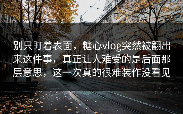 别只盯着表面，糖心vlog突然被翻出来这件事，真正让人难受的是后面那层意思，这一次真的很难装作没看见