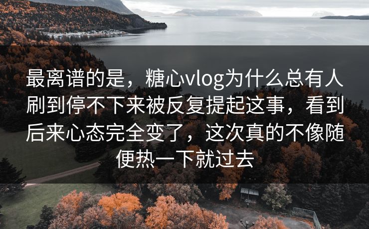 最离谱的是，糖心vlog为什么总有人刷到停不下来被反复提起这事，看到后来心态完全变了，这次真的不像随便热一下就过去