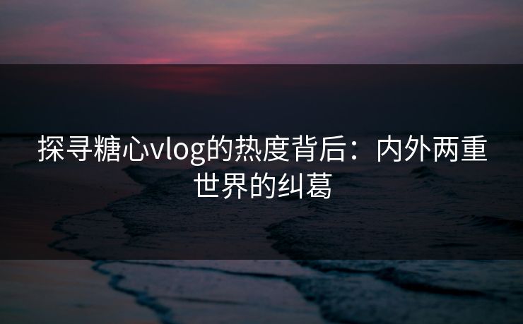 探寻糖心vlog的热度背后：内外两重世界的纠葛