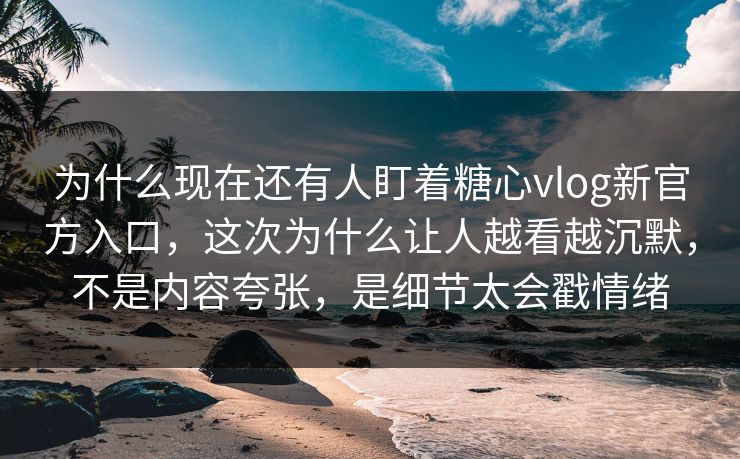 为什么现在还有人盯着糖心vlog新官方入口，这次为什么让人越看越沉默，不是内容夸张，是细节太会戳情绪