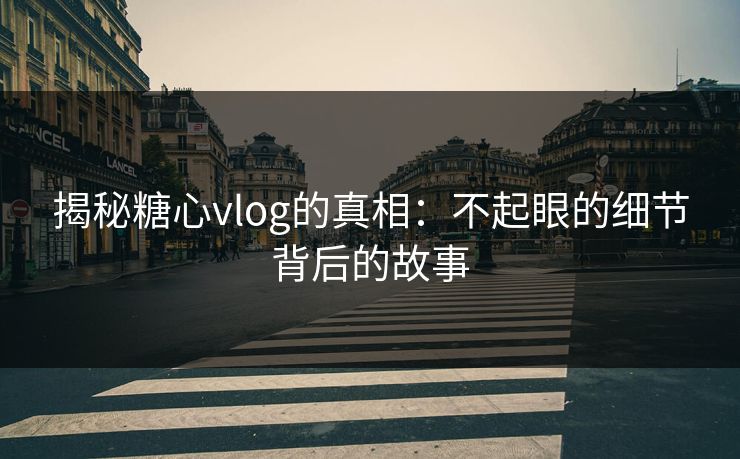 揭秘糖心vlog的真相：不起眼的细节背后的故事