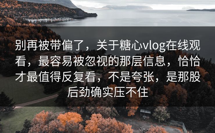 别再被带偏了，关于糖心vlog在线观看，最容易被忽视的那层信息，恰恰才最值得反复看，不是夸张，是那股后劲确实压不住