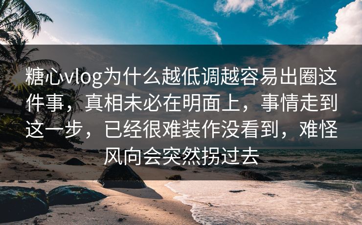 糖心vlog为什么越低调越容易出圈这件事，真相未必在明面上，事情走到这一步，已经很难装作没看到，难怪风向会突然拐过去