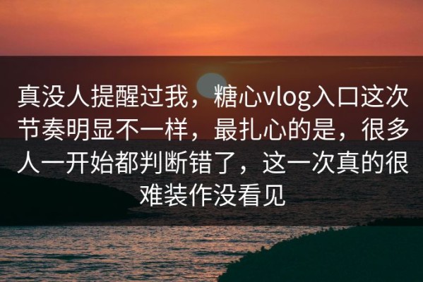 真没人提醒过我，糖心vlog入口这次节奏明显不一样，最扎心的是，很多人一开始都判断错了，这一次真的很难装作没看见