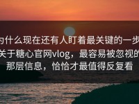 为什么现在还有人盯着最关键的一步，关于糖心官网vlog，最容易被忽视的那层信息，恰恰才最值得反复看