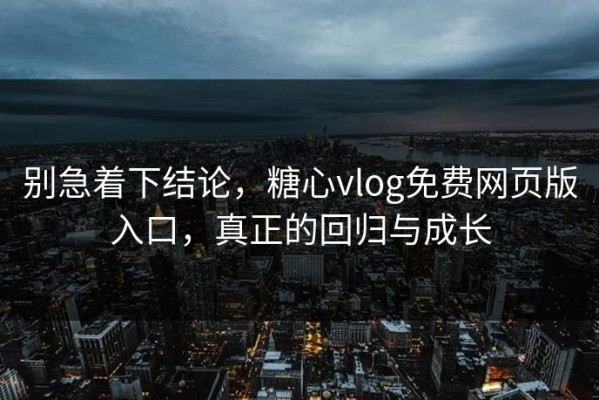 别急着下结论，糖心vlog免费网页版入口，真正的回归与成长