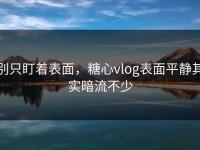 别只盯着表面，糖心vlog表面平静其实暗流不少