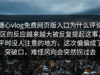 糖心vlog免费网页版入口为什么评论区的反应越来越大被反复提起这事，平时没人注意的地方，这次偏偏成了突破口，难怪风向会突然拐过去