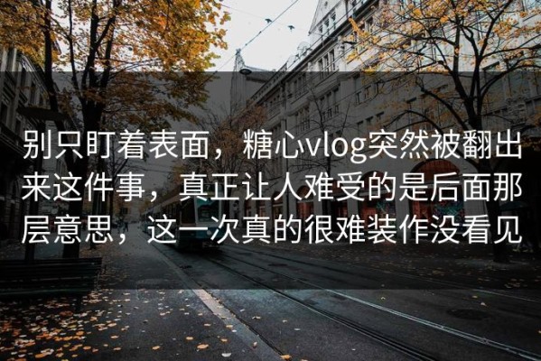 别只盯着表面，糖心vlog突然被翻出来这件事，真正让人难受的是后面那层意思，这一次真的很难装作没看见