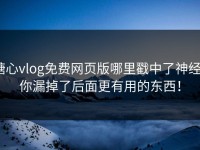 糖心vlog免费网页版哪里戳中了神经？你漏掉了后面更有用的东西！